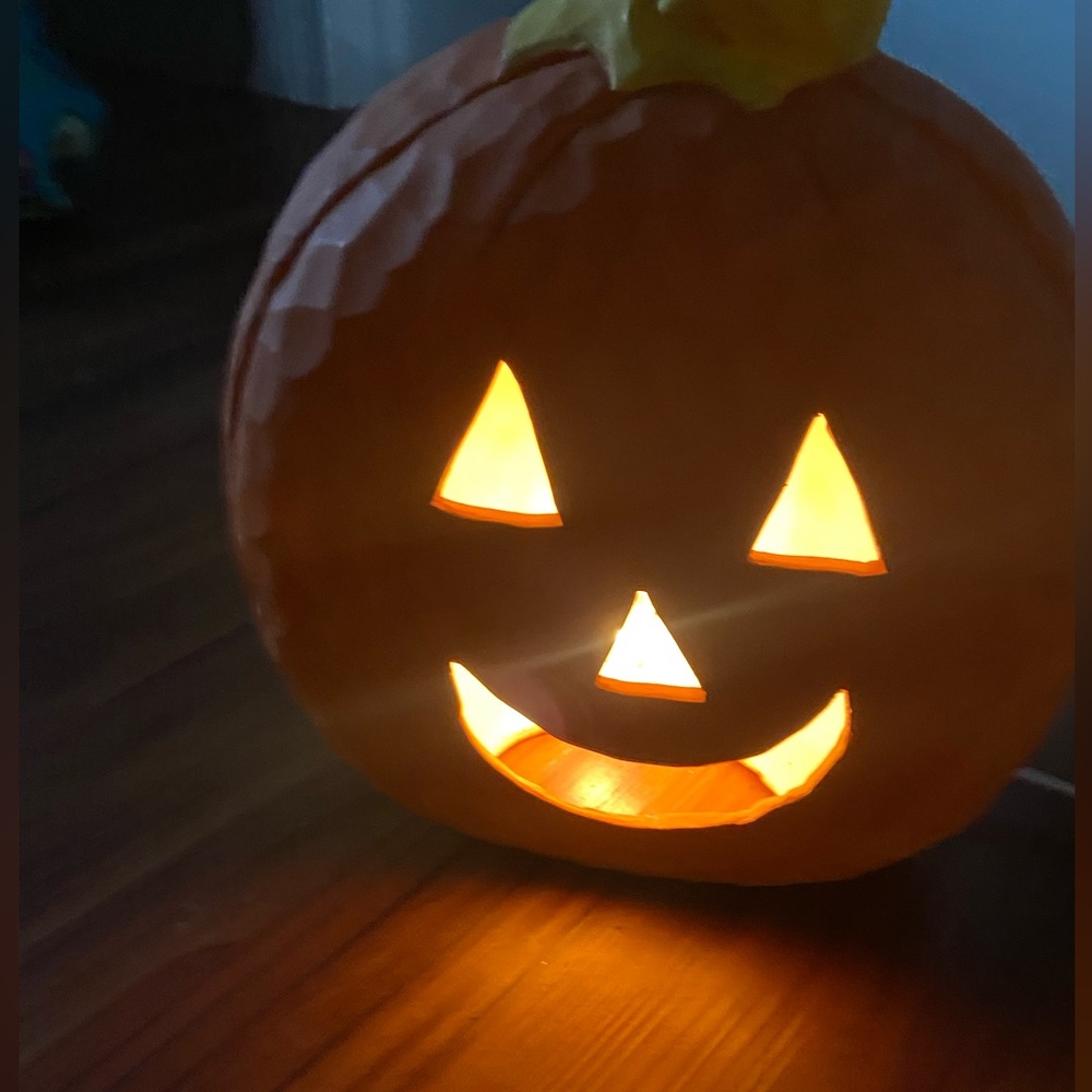 Hand painted pumpkin that lights up decor